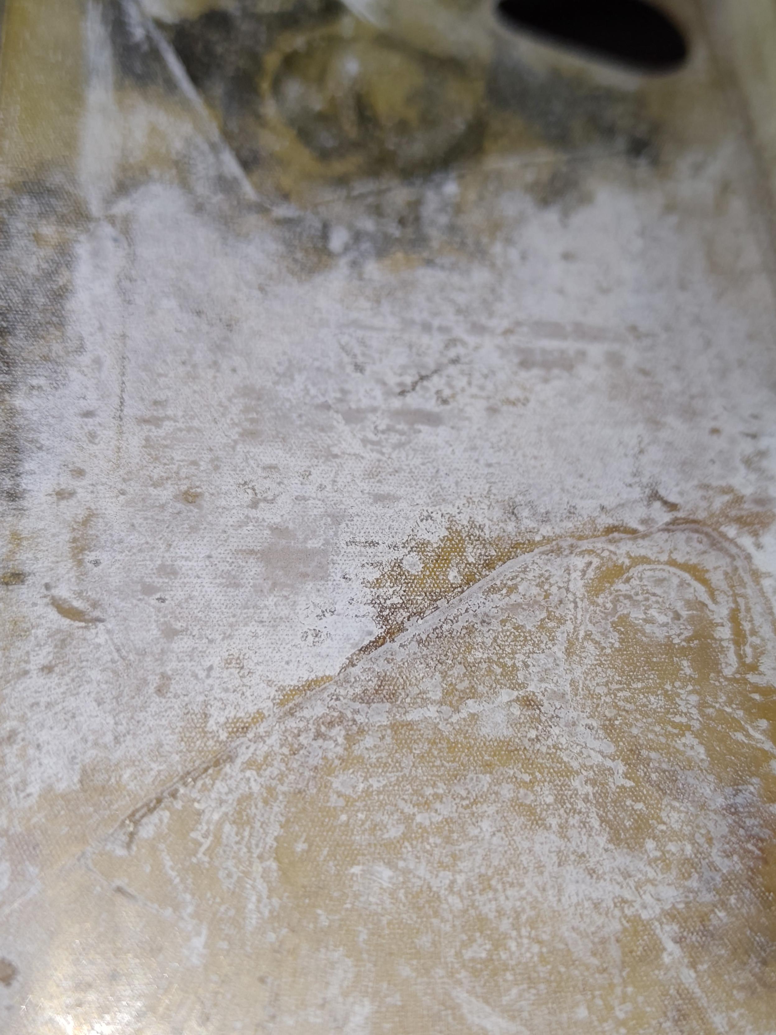 an up-close shot of the chalky growth on the inside